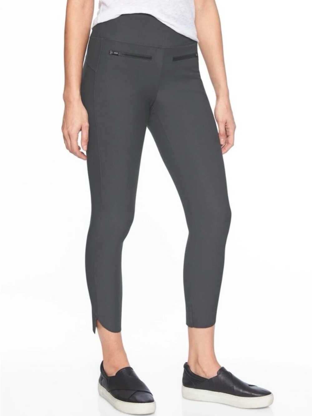ATHLETA Charcoal Gray Stellar Crop Pant High Rise Straight Leg Bottoms Size M